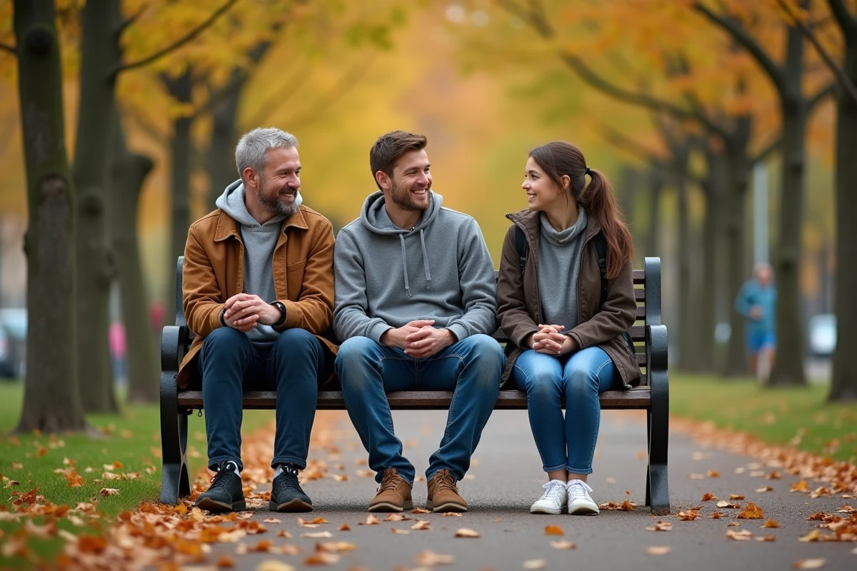 Famille en balade dans un parc urbain illustrant le respect de l'intimité familiale des personnalités publiques