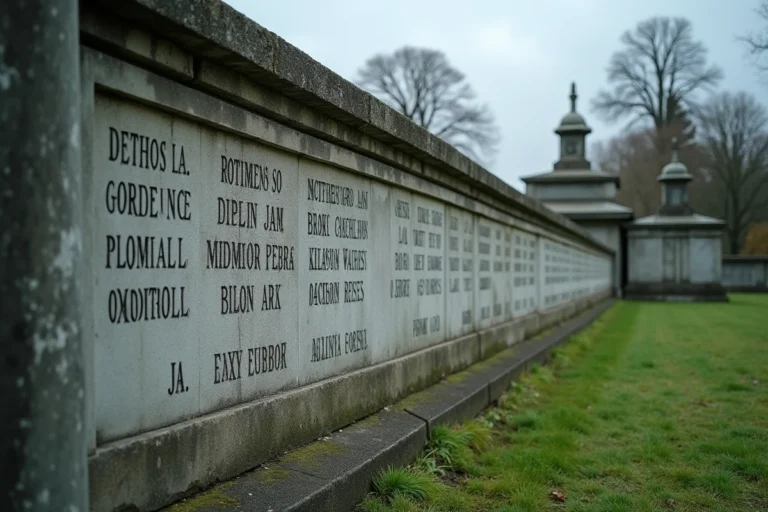Mémorial en pierre gravée dans un cimetière historique commémorant les victimes de la Seconde Guerre mondiale